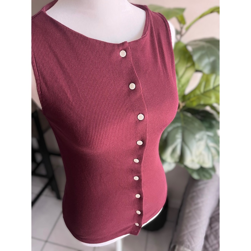 Wild Fable Ribbed Button Front Tank Top XS - Picture 3 of 8